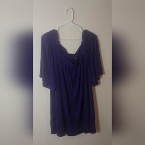 Evans Purple Drape Tunic Flowy Top Plus Size Short Sleeve 26/28